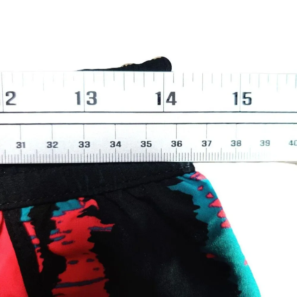 Fabletics Women's Small Running Shorts Pink Blue Black Abstract Print Zip Pocket